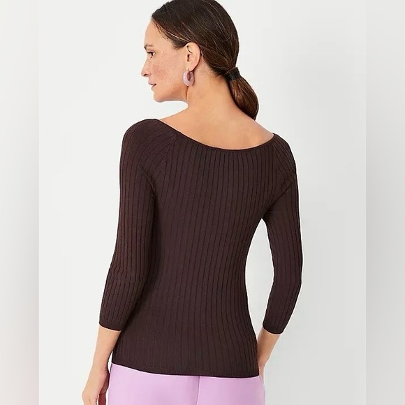 NWT Ann Taylor Elbow Sleeve Sweater Pure Chocolate Sz XS - Picture 3 of 9